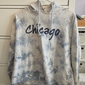 Blue Tie-Dye Women’s Chicago Cropped Hoodie/Sweatshirt